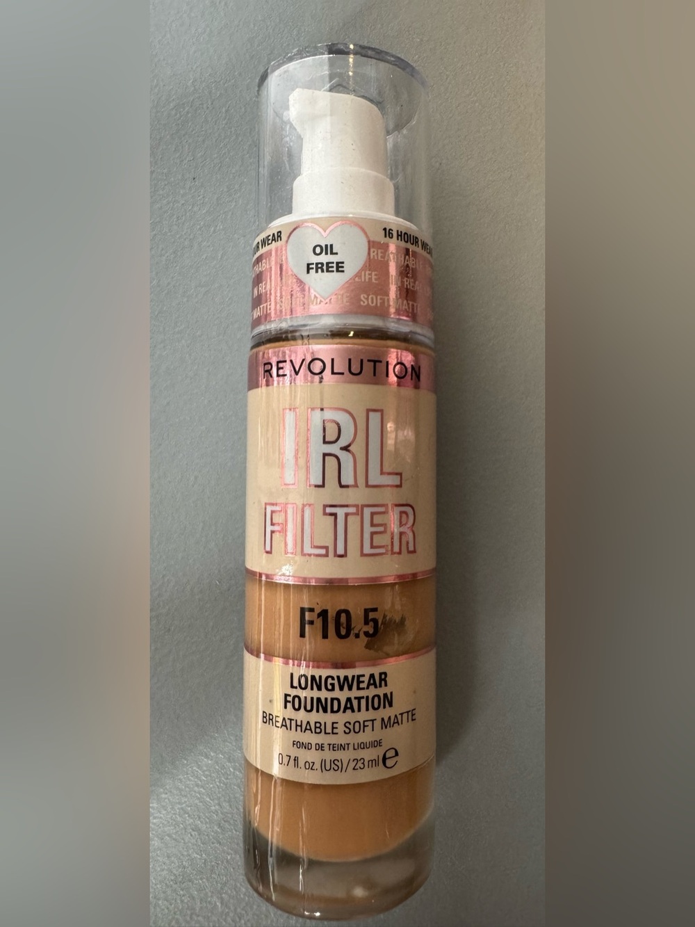 Revolution makeup IRL Filter Longwear Foundation F10.5 - Warm Beige breathable